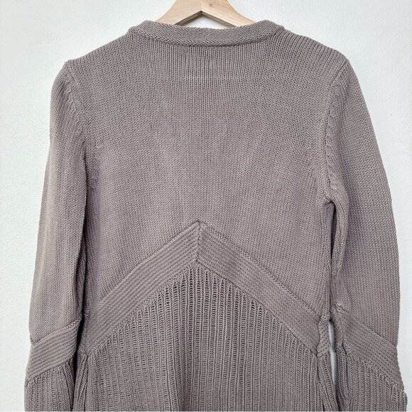 Pure Handknit Womens M/L Tan Cotton Chunky Knit Cardigan - Picture 12 of 15